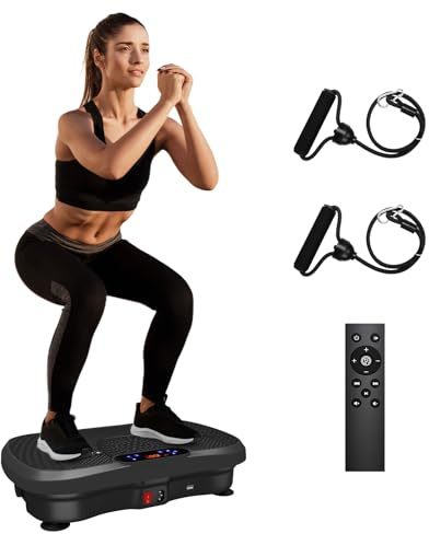 Moziel Plateforme Vibrante Perte de Poids, Plaque Vibrante Oscillante avec Moteur Puissante, 99 Vitesses Réglables, Haut-Parleur Bluetooth, Port USB - Noir