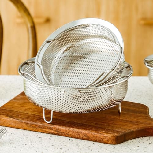 NiuLumea 304 Stainless Steel Steamer Insert for Steam Basket and Cooking Pots, Dishwasher Safe Multifunctional Strainer for Pressure Cookers, Silver, Diameter 14/18/22/24 cm