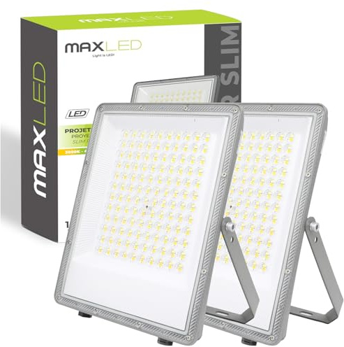 Maxled Light is Led! 2x 100W LED Strålkastare Utomhus 3000K-4000K-6500K Flutljus 10000LM Scheinwerfer Utomhusskyltlampa IP65 Vattentät Strålkastare för Bakgård Trädgård Garage Idrottsplats Gård Fluter