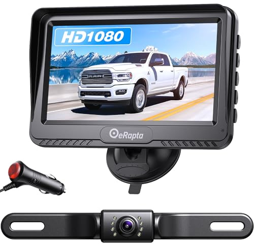 eRapta Backup Camera 4.3''HD 1080P Front Rear View Monitor kit IP69 Waterproof Night Vision DIY Grid Lines for Car Trucks RVs Tractors Bus Semi-Trailers Pickup A43