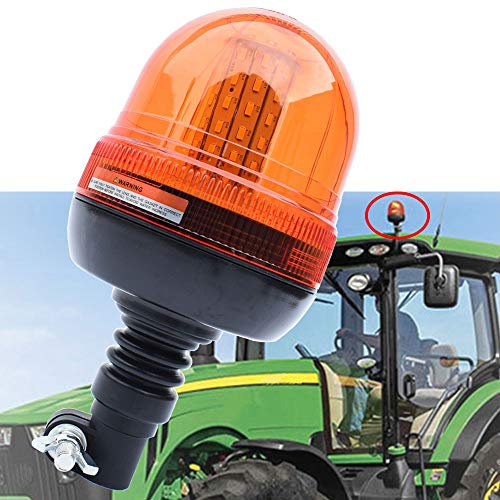 JALN7 Girofaro LED Rotativo Tractor Luz de Emergencia Rotativa Homologado con Base Flexible Ámbar 12V 24V R65 60LED