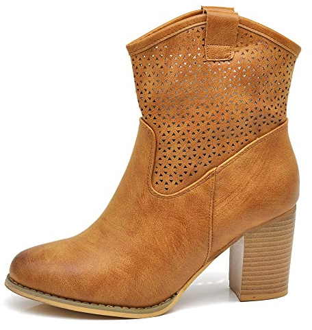 IF Fashion Scarpe Stivali Stivaletti Alla Caviglia Camperos Texani Tacco da Donna G633 camel N.40