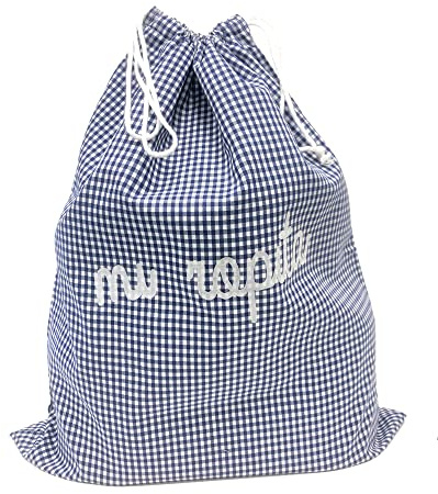 Bolsa de tela Vichy marino reutilizable y lavable para múltiples usos | Bolsa de tela Vichy marino, reutilizable y lavable. Ideal para organizar ropa, calzado, accesorios y objetos personales.