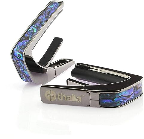Thalia Exotic Series Black Chrome Finish Capo with Blue Abalone Inlay