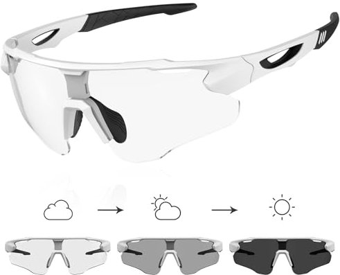 X-TIGER Fahrradbrille Selbsttönende Sonnenbrille Herren Damen Photochromatisch Sportbrille TR90 Rahmen für Mtb Radfahren Laufen