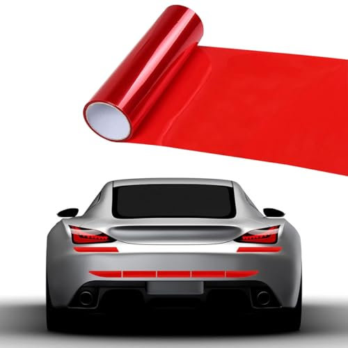 Selbstklebende Auto-Tönungsfolie für Scheinwerfer und Rückleuchten, 120x30cm, rote Folie - zuschneidbar & dehnbar für Nebelscheinwerfer