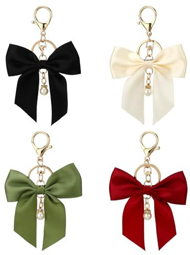 Auiremrti Taschenanhänger im 4er-Set, Süße Schleifen Charms für Damen, Dekorativ Für Taschen, Schlüssel, Zubehör Für Party, Langlebiges Dacron Material