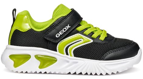Geox J Assister Boy, Scarpe da Ginnastica, Nero Lime, 37 EU