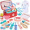 BUOAZR Arztkoffer Kinder Holz Spielset, 27-teiliges Doktorkoffer Kinder Mit Echtem Stethoskop, Arztkittel, Arzttasche, Thermometer und Spritze - Geschenk für Kinder Rollenspiele Spielzeug ab 3 Jahren
