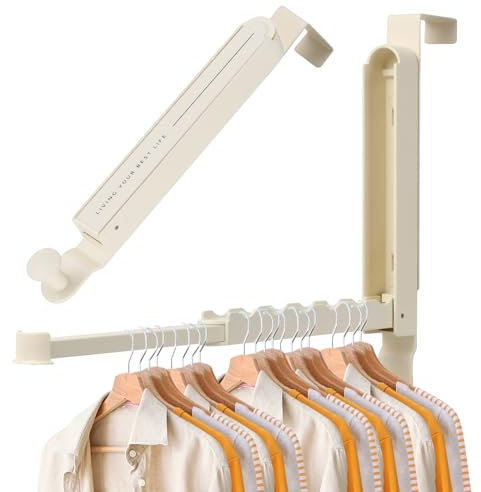 Gancio Pieghevole per Porta, Appendiabiti Pieghevole da Porta, Appendiabiti da Porta Lungo, Gancio Porta Appendiabiti Senza Foratura, per Risparmiare più Spazio, per Appendere Vestiti