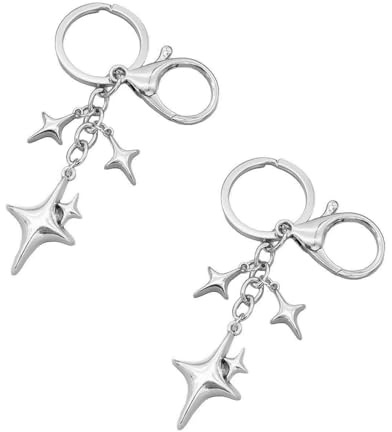 HLMYER 2 Pcs Star Keyrings,Cute Bag Charm,Cute Keychain Y2K Backpack,Vintage Aesthetic Accessories Gift,Fashion Pendant Keyring,Lucky Star Key Chain Gift for Family Friends Bags Luggage Keys