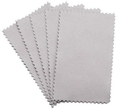 YXINAER Chiffons de Nettoyage pour Bijoux Chiffon de Polissage for Argent, Chiffon de Nettoyage, Chiffon d'essuyage Doux for Outil de Bijoux en Argent et Or(Grey 6x10cm 50Pcs)