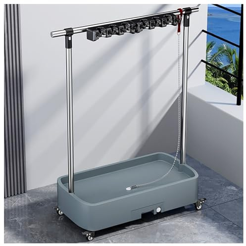 Soporte para escoba montado en el suelo, carrito de herramientas de limpieza comercial con gancho, organizador de armario de torre de herramientas de patio, colgador de escobas, soporte de