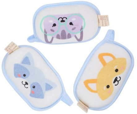 Mipcase 3pièces Éponge de Bain pour Garçon Fille et Nourrisson Lot de Douce et Sûre pour Nettoyer et Masser la Peau