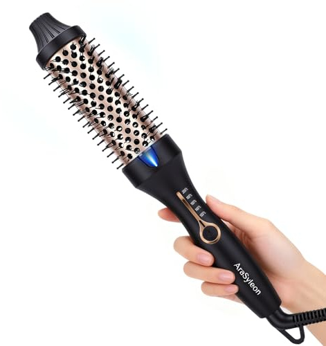 AraSylen Spazzola Termica con Tecnologia a Ioni | Spazzola Elettrica per Capelli | 38mm, 5 Temperatura (120-200°C) | Ceramica Tormalina, Riscaldamento in 30s | Spazzola Rotonda Elettrica