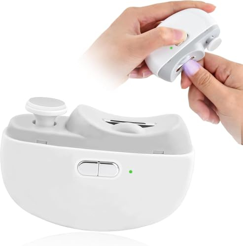 2026 3 in 1 Electric Nail Clippers, 3 Speed Automatic Nail Clippers with LED Light Polishing, USB Rechargeable, Suitable for Baby, Elderly and Adult (White)