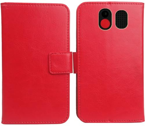Anybird röd premium PU läder väska skydd skal mobiltelefon skal plånbok cover etui läderväska för Fysic FM 50 2,4 tum