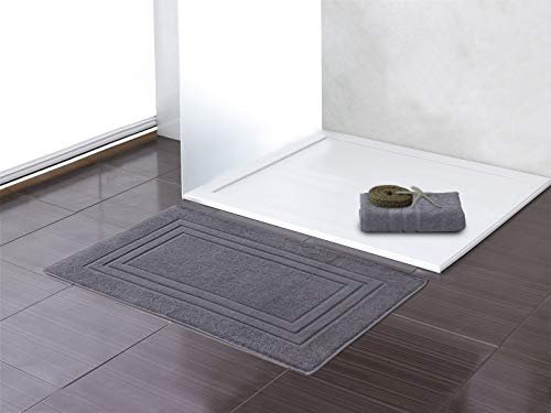 Class Home Collection 2er Pack Frottee Badvorleger | Doppelpack Duschvorleger 50x70 cm | Grau