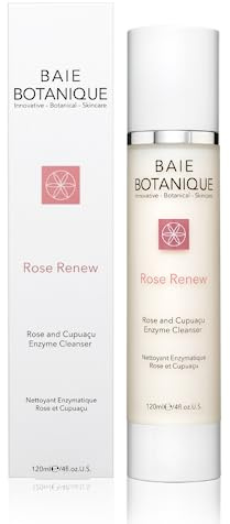 Baie Botanique Professionnel Nettoyant Enzymatique 120ml - Eau de Rose, Absolu de Rose, Huile de Graines de Rose Musquée, Beurre de Graines de Cupuaçu - Naturel a 100%, Biologique a 82.65%