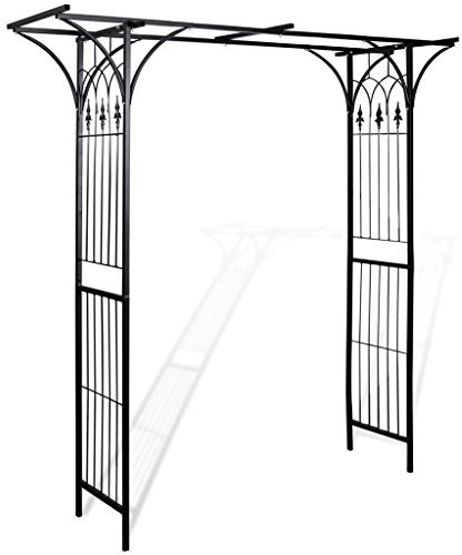 Rosenbogen Metall Torbogen Garten aus Eisen Wetterfest Schwarz für Rosen und Kletterpflanzen 200 x 52 x 204 cm