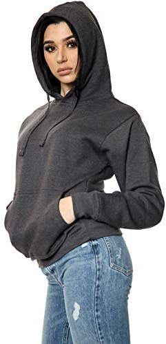 Kvinnor damer överdimensionerad pullover enkel huvtröja topp utan dragkedja huvtröjor sweatshirt topp jumper UK 10-18, Träkol, 38-40