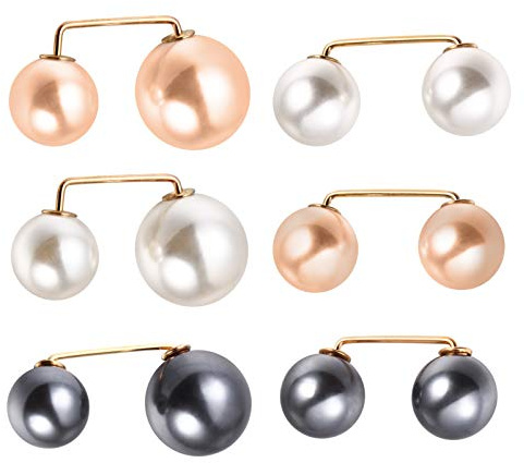 HEALLILY Broche de perlas de imitación, broches para chal, broches para mujer, broches para bufanda, broches estilo vintage, para mujeres y niñas, 6 unidades de estilo aleatorio