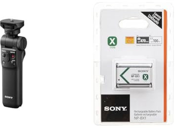 Sony GP-VPT2BT Bluetooth Handgriff (kompatibel mit A9M2, A9, A7RM4, A7RM3, A7M3, A6600, A6400, A6100, RX100M7, RX0M2, ZV-1) schwarz & NP-BX1 Li-Ion Akku (Typ X, 3,6V, 1240mAh) für Cyber-Shot