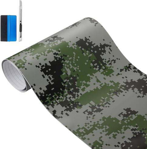NewL Camo bil vinyl film gör-det-själv självhäftande digital grön 30 cm x 150 cm | Kamouflagefinish, blekningsbeständig och UV-säker, omplacerbart lim och flexibel töjbar, lämplig för bil, möbler