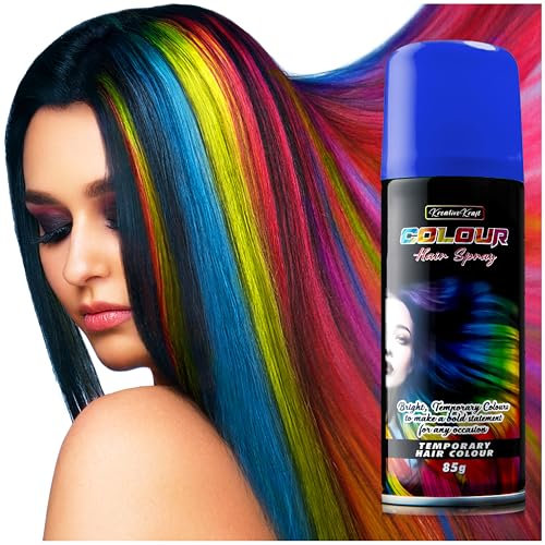 KreativeKraft Temporary Colour Hair Spray, Wash Out Hair Colour for Adults and Teens (Blue)