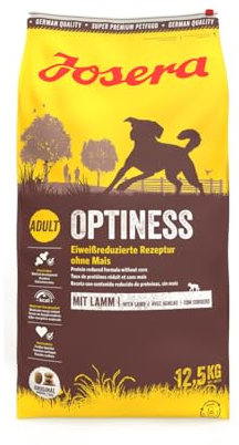 JOSERA Optiness (1 x 12,5 kg) | Adult | Premium Trockenfutter für ausgewachsene Hunde | Lamm & Geflügel | eiweißreduziert & ohne Mais | weizenfrei | wertvolle Fettsäuren | Hundefutter | 1er Pack