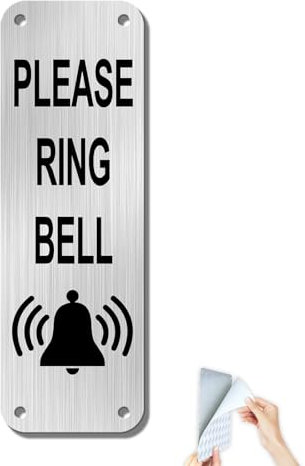 SINMAO House Numbers Plaques Anthracite Grey-Attention Please Doorbell Sign for Front Door,Polite Notice Ring Door Sensor,Aluminium Metal Products