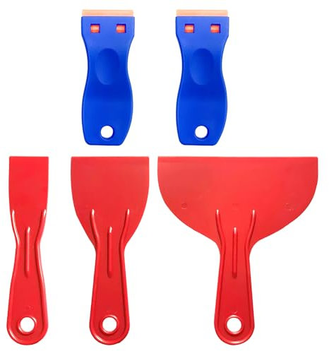 Lot de 3 couteaux à mastic en plastique, 2 raclettes de retrait de colle, outil de mastic, grattoir à peinture flexible, convient pour réparer, décoller, mastic, papier peint