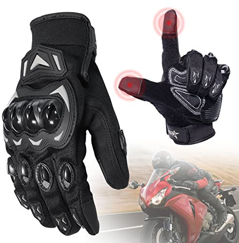 PNGOS Moto Omologati Guanti Moto Donna Uomo Traspirante Touch Screen Full Dito per Guanti Moto Cross, Guanto MTB Uomo per Guanti Guida, Ciclismo, Scooter (XL)