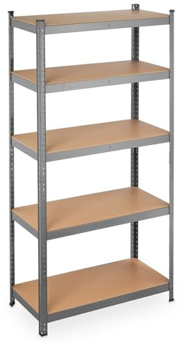 StandHeiz Schwerlastregal 180x90x40 cm, Metallregal für Keller & Garage, 5 höhenverstellbare MDF-Böden, bis 875 kg, Steckregal verzinkt, teilbar