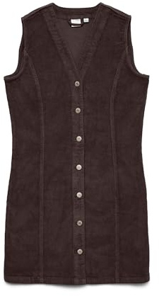 VERO MODA Short Corduroy Dress Vmeden SL Robe Courte en Velours côtelé, Gâteau Chocolat, S Femme