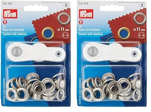 Prym Ösen und Scheiben 11,0 mm, 15 Stück., silberfarbig 11 mm (Packung mit 2)