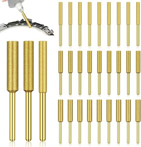 JVHLOV 30 pcs Diamond Chainsaw Sharpener, 3 Sizes (4/4.8/5.5mm), High Hardness Grinding Tool for Chainsaw Blades, Sharpening and Polishing Kit
