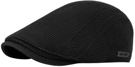 YAMEIZE Retro Stil Flache Kappe für - Damen Herren Einstellbare Warme Hut Gefüttert Cabbie Ivy Cap Trendige Baskenmütze Peaky Flache Kappe Fahren