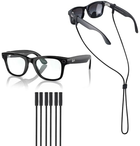 TBATAIL Glasses Strap for Ray-Ban & Oakley Meta and Wide Frame Glasses â3pcs Adjustable Sunglasses Straps Retainer Cords for Men Women-Eyeglasses Holder Lanyard String Chain Rope for Sports(Black)