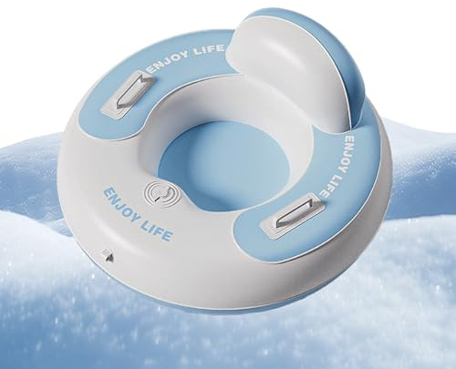 Tuyau à neige gonflable - 87 cm - Skis pliants épais et résistants à l'usure - Soucoupe de luge d'hiver avec grand diamètre - Luge en PVC durable avec corde de maintien - Snowtube pour tous les âges