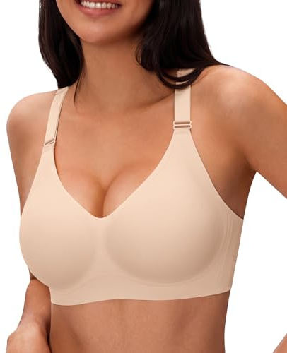 SIMIYA Wireless Jelly Bras for Women, Comfort Seamless Push Up Gel Bra | Full Coverage Smooth Back Soft Support T Shirt Bralette with Convertible Adjustable Straps