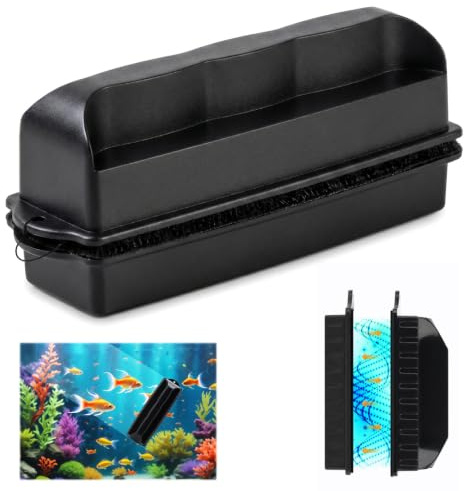 Merzio Magnetic Fish Tank Glass Cleaner, Strong Aquarium Magnet Cleaner Brush cratch-Free Algae Scraper for Glass Aquariums Window and Car Glass, Fish Tank Cleaner Magnet Tool