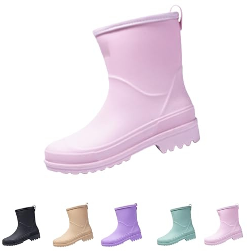 Botas de goma para mujer, 40 de media altura, botas de lluvia para mujer, con tacón, botas de lluvia, cortas, ligeras, impermeables, para lluvia, exteriores, transpirables, para el tiempo libre, verde