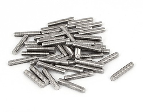 uxcell M4 x 20mm 304 Stainless Steel Fully Threaded Rod Bar Studs Silver Tone 50 Pcs