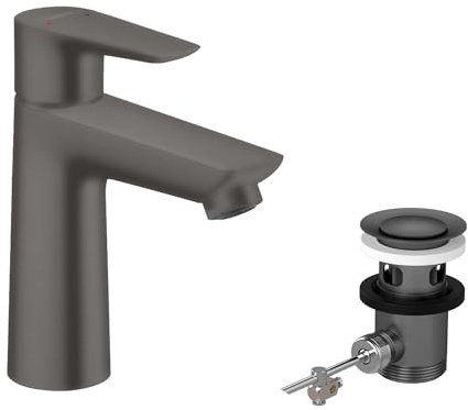 Hansgrohe Talis E Single Lever Basin Mixer 110 With Pop-Up Waste, Brushed Black Chrome, 71710340