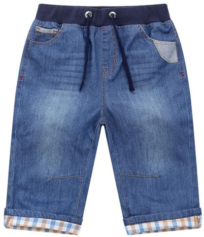 Happy Cherry Garçon Short en Denim Enfant avec Poches Bermuda en Jean avec Cordon Pantalons Jean Court Style 4 Age Adapté 4-5 Ans