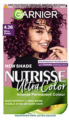 Garnier Nutrisse Ultra Color Intense Permanent Hair Dye, For all Hair Types, with 5 Oils Conditioner, 4.26 Ultra Violet