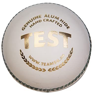 SG Test Cricketbollar | Färg: Vit | Förpackningsstorlek: Förpackning med 1 | Vattentålig läderboll | Lämplig för övningsspel | Turnering spelkork