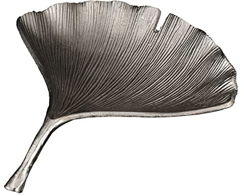 riess-ambiente.de Dekorative Schale Ginkgo 42cm Silber Handmade Metall