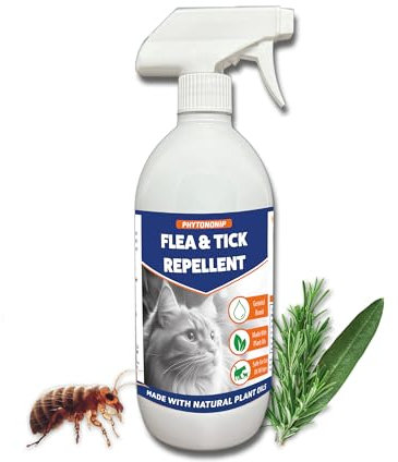 ASHBROOK Flea & Tick Spray – Phytononip. 500ml Cat Flea Spray for the Home User, Repellent for Cats & Kittens, HSE Authorised Geraniol Spray with Essential Oils. Tick Spray & Kitten Flea Treatment